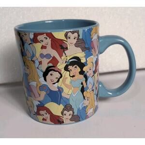 Disney Princess Large 20 Oz Ceramic Mug Blue Snow White Cinderella Belle Aurora